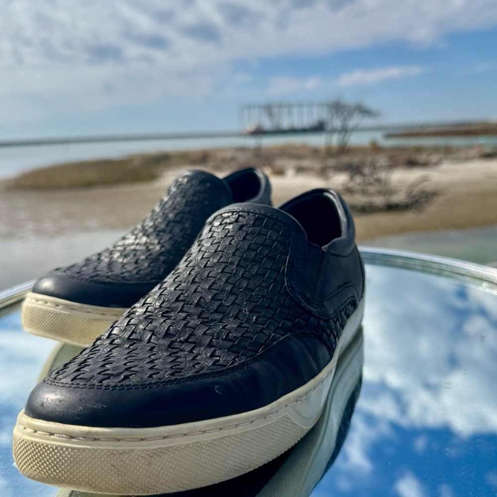 Vince Men's Black Woven Slip-On Shoes